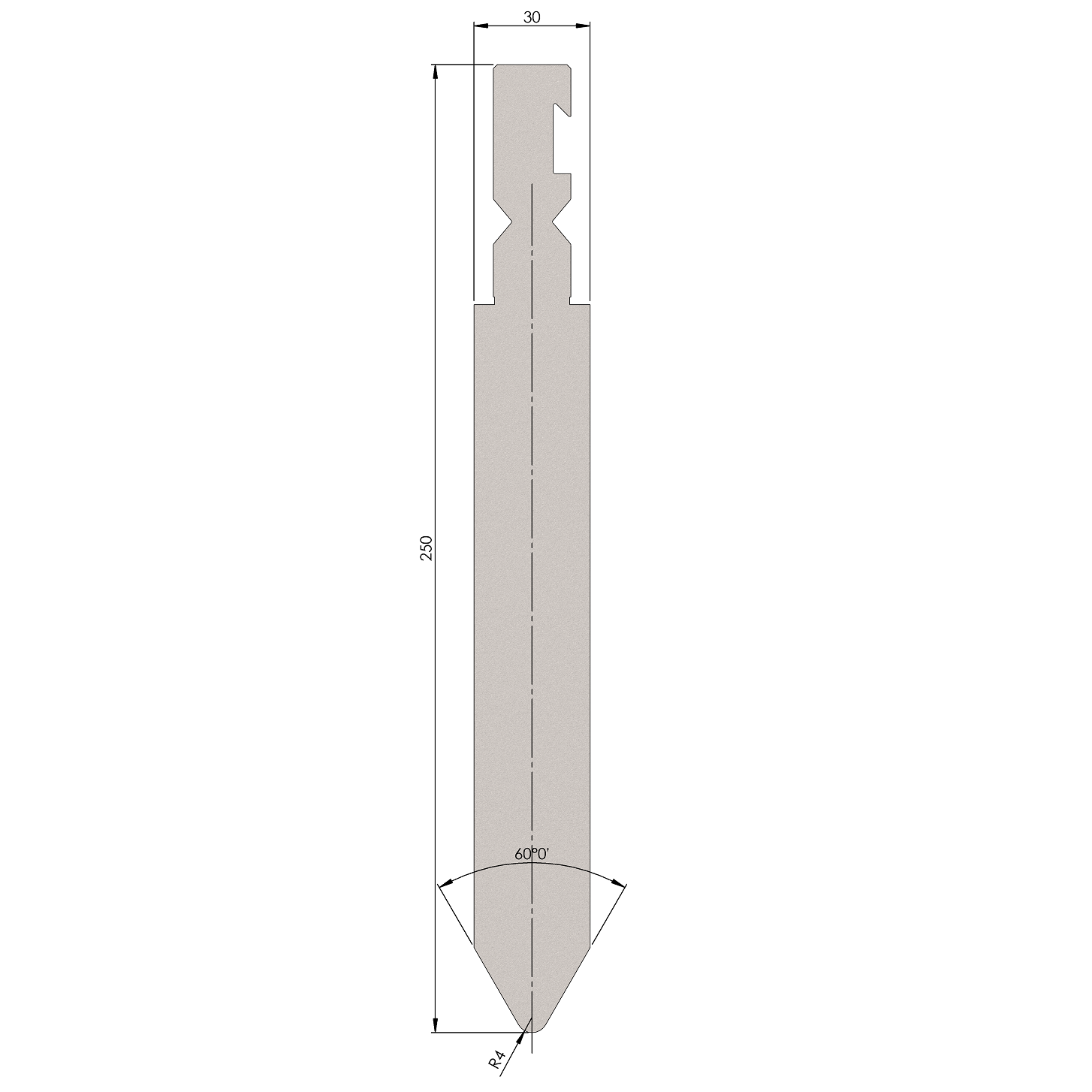 W409926 P9 WRFA H250/1 - 60° - R=4,0 - H=250 - L=515